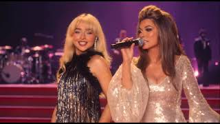 Sabrina Carpenter and Shania Twain performing \