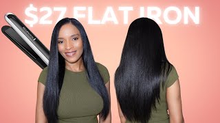 Silk Press Long Natural Hair | $27 Flat Iron + K18 Results