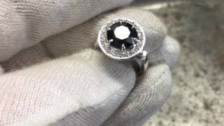 Black Sapphire, Diamond and Skull Engagement Ring