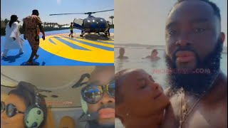McBrown and husband fly in an helicopter as the tour, chill and chop love in Dubai