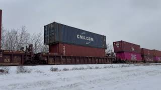 CSX northbound Intermodel train at Plymouth Michigan, January 13, 2025