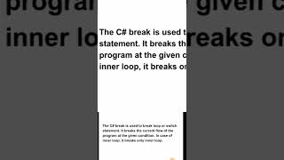 Break Short | malayalam tutorial | csharp programming language