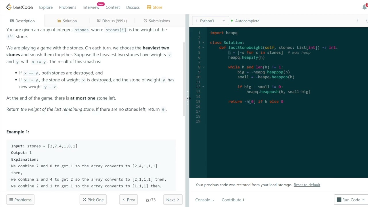 LeetCode 每日一題 Daily Challenge 1046. Last Stone Weight - YouTube