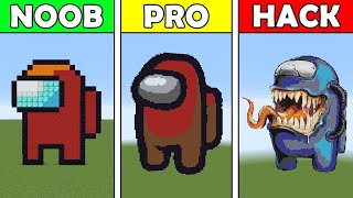 Minecraft NOOB vs PRO vs HACKER PIXELART AMOGUS