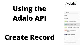 Using the Adalo API - Create a record