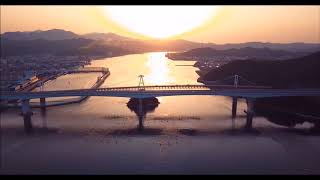 Naruto City, Tokushima Prefecture, Japan (DJI mavic pro 4k) Naruto Bridge before sunset.