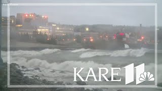 Rain, wind force partial closure of Duluth's Canal Park