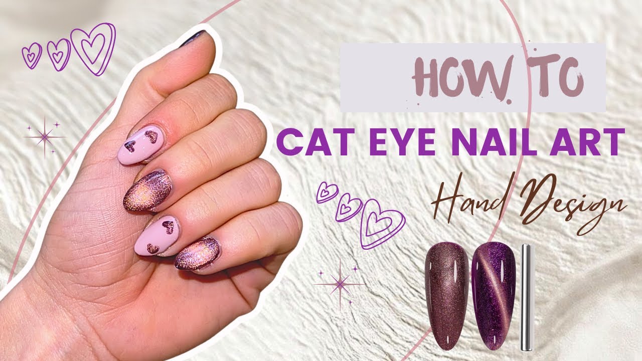 How To Cat Eye Gel Polish Heart Design Step By Step Beginner