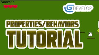 Updated GDevelop Platformer Tutorial 1 Properties and behaviors