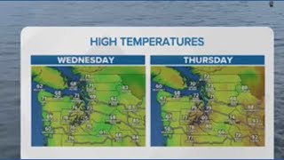 Much warmer mid-week with possible storms across