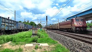 High speedy Train crossing || 12369/Kumbha Express (Howrah Jn to Haridwar Jn) vs Freight Train