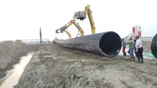 HDPE Pipe Installation | steel belt reinforced pipe | storm water Drainage #drain #construction