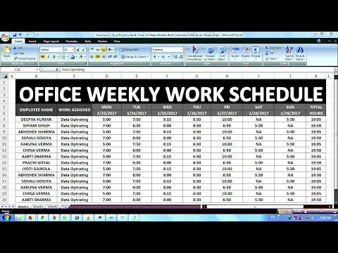 Exercise 11 | Excel Practice Book | How To Make Weekly Work Schedule In Ms Excel Exercise 11 | Excel Practice Book | How To Make Weekly Work Schedule In Ms Excel