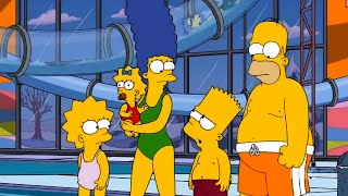 In a indoor Waterpark (Homer, Marge, Bart, Lisa)