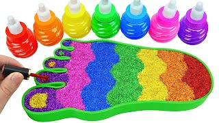 Satisfying Video l How to make Mixing Slime Foot into Bathtub & Rainbow Nail Polish Cutting ASMR