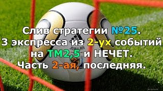 Слив стратегии №25. 3 экспресса из 2-ух событий на ТМ2,5 и НЕЧЕТ. Часть 2-ая, последняя.