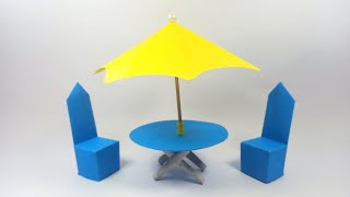 How To Make An Origami Table and Chair with umbrella | Paper Furniture paper crafts