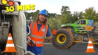 Garbage Trucks and Monster Trucks with Handyman Hal | Handyman Hal Fun Videos for Kids
