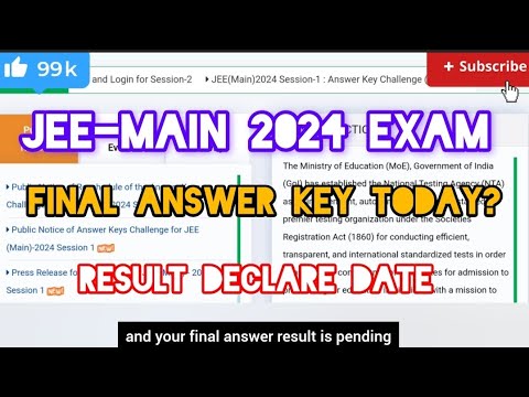 ALERT 🚨 JEE-MAIN 2024 :- FINAL ANSWER KEY DECLARE TODAY 🤔 RESULT ...