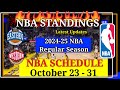 NBA STANDINGS TODAY as of October 20, 2024 | GAME RESULTS | NBA SCHEDULE October 23 - 31, 2024