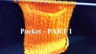 Knit Pocket / Knit Pattern हिंदी / बुनाई डिजाइन - 16 * Knit Sweater Pocket- Part 1 *