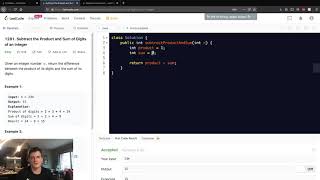 Leetcode Solution - 1281 Subtract the Product and Sum of Digits of an Integer