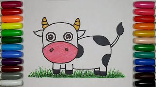 儿童简笔画 - 小牛 / 每天一幅简笔画56 / 零基础学画画 / Painting and coloring - a Small cow