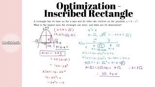 Differentiation - HOW TO: Optimization Problems - Inscribed Rectangle