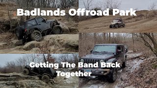 Three Jeeps and a UTV at the Badlands Offroad Park