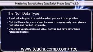 JavaScript Training Tutorial The Null Data Type
