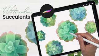 Procreate で水彩の多肉植物を描く方法 • 簡単な iPad アートチュートリアル