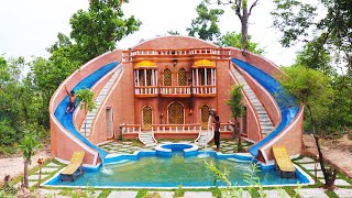 Build Most Wonderful Mud Villa, Twin Water Slide, Gorgeous Swimming Pool\u0026 Pool Top Villa [Full]