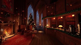 Christmas Coffee Shop Bookstore Ambience with Instrumental Jazz Christmas Music & Fireplace