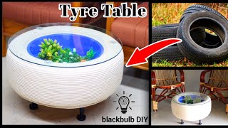 പഴയ ടയർ കൊണ്ട് ഒരു Indoor plants കോഫി ടേബിൾ | Table making | Aquarium Coffee table | blackbulb diy