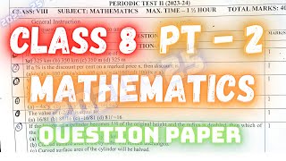 CLASS -8( MATHS) MATHEMATICS PT - 2 QUESTION PAPER /PERIODIC TEST 2 For Kendriya VIdyalaya students