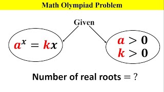 Math Olympiad Problem | Find number of real roots of equation a^x = kx | No Lambert W-function