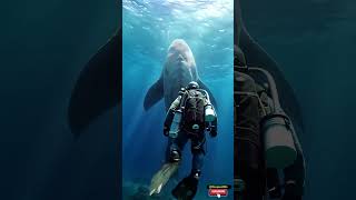 STRANGE sea creature approaches diver🤿🐟🌊 #sea #monster #seaanimals