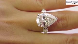 GIA Near Flawless 6.01ct Estate Vintage PEAR Shaped 3 Stone Diamond Engagement Wedding Platinum Ring