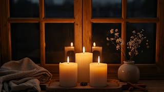 Calm Night Window Ambience with Warm Candle Glow 🕯️