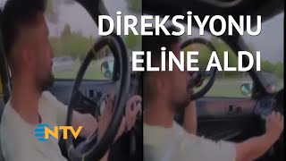 @NTV  Seyir halindeki aracın direksiyonunu söktü