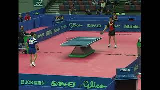 Wang Liqin (CHN) v.  Kim Taek Soo (KOR) at the 2001 WTTC in Osaka, Japan (Quarter Final)