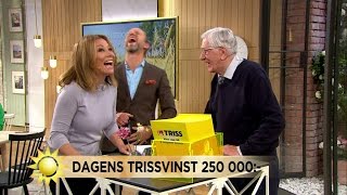 Se när Trissvinnarens kommentar får Tilde och Peter att gapskratta - Nyhetsmorgon (TV4)