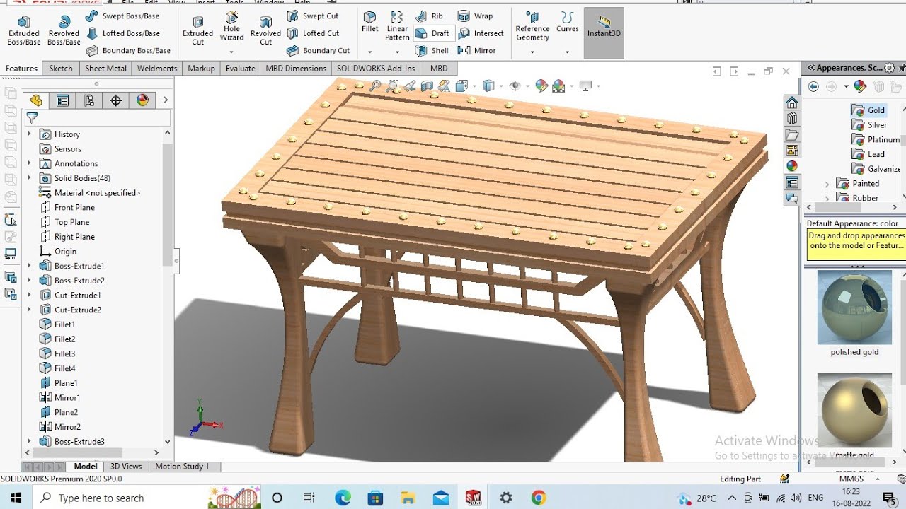 Solidworks Tutorial | Table Design In Solidworks 2022 - YouTube