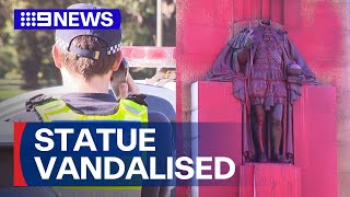 Melbourne's King George monument attacked by vandals | 9 News Australia