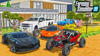 BUILDING $10,000,000 ISLAND MANSION! | LIFTED TRUCKS + SUPERCARS | Farming Simulator 22