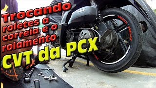 Trocando os roletes a correia e o rolamento CVT da PCX