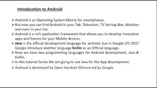 Android tutorial 2018 01 Introduction to Android