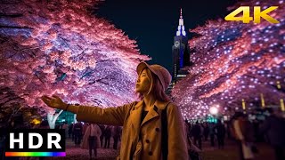 Tokyo Sakura Illumination Night Walk at Shinjuku Gyoen //4K HDR