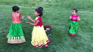 Kids Playing Batukamma in USA