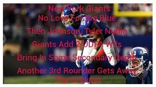 The Gridiron New York Giants No Love For Big Blue. Theo Johnson, Tyler Nubin. Gi